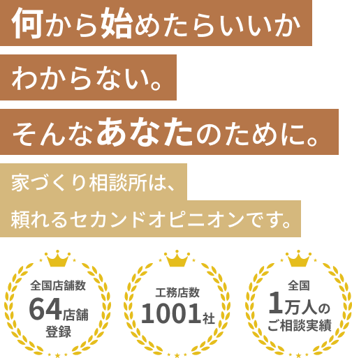 何から始めたらいいかわからない。そんなあなたのために。家づくり相談所は、頼れるセカンドオピニオンです。